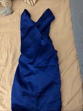 Satin Royal Blue V-Neck wrap top
